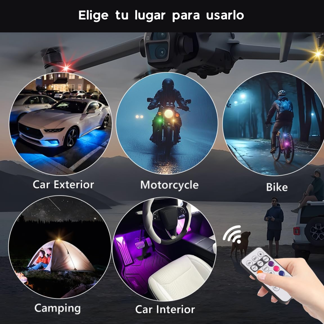 Luces LED de Colores para Coche, Moto y Patinete